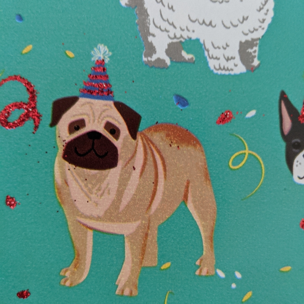 Pug & friends birthday gift wrap wrapping paper